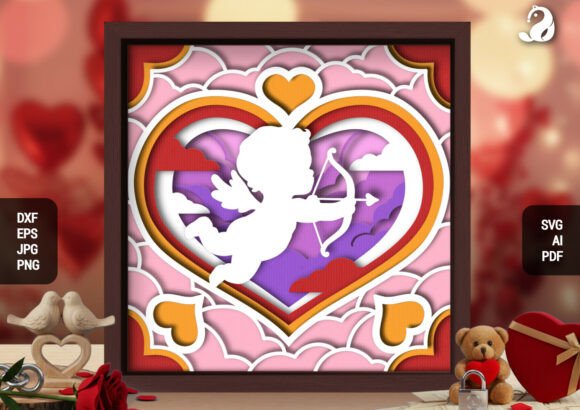 3D Cupid Love Heart Shadow Box SVG Review