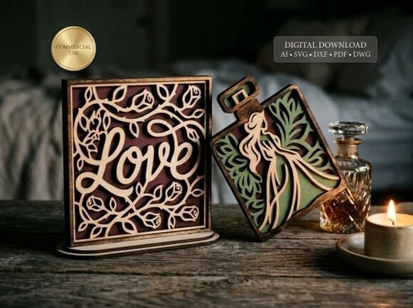 3D Layered Love SVG for Valentine Laser Cutting