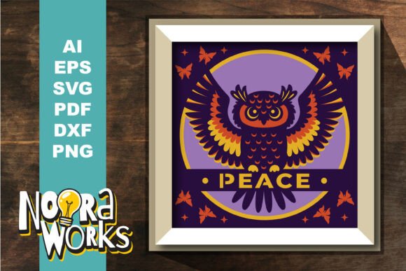 3D SVG Owl Peace for Shadow Boxes & Branding