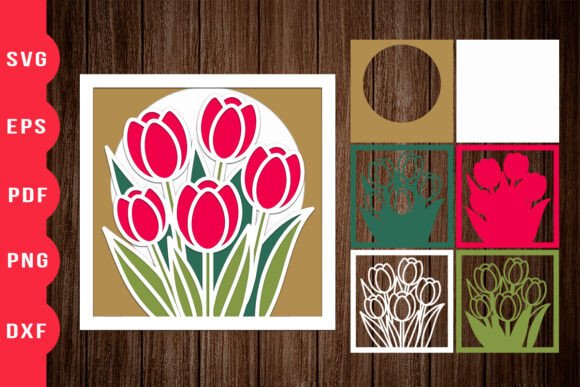 3D SVG Tulips for Shadow Boxes & Blog Graphics