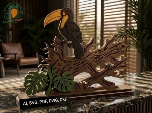 3D Toucan Laser Cut File for Home Decor