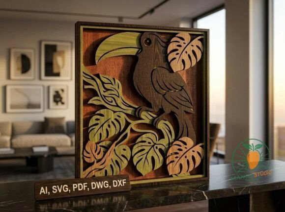 3D Toucan SVG for Laser Cutting & Home Decor