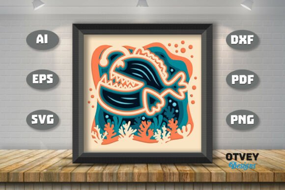 Anglerfish 3D SVG for Shadow Boxes & Design