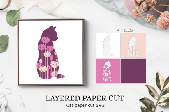 Cat Paper Cricut Design for 3D SVG Shadow Boxes