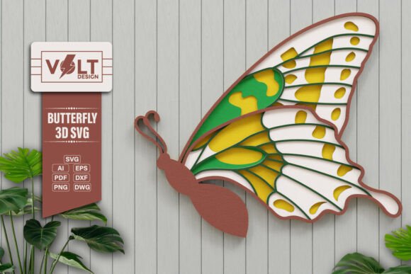 Cute Butterfly 3D SVG Ornaments for Web Design
