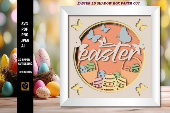 Easter 3D SVG Shadow Boxes for Editorial Design