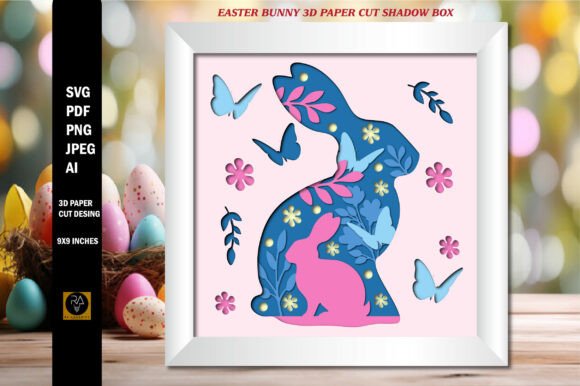 Easter Bunny 3D SVG for Shadow Boxes & Web