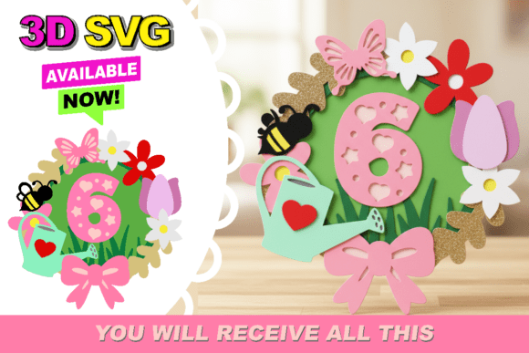 Flowers Shaker Cake Topper 3D SVG for Birthdays