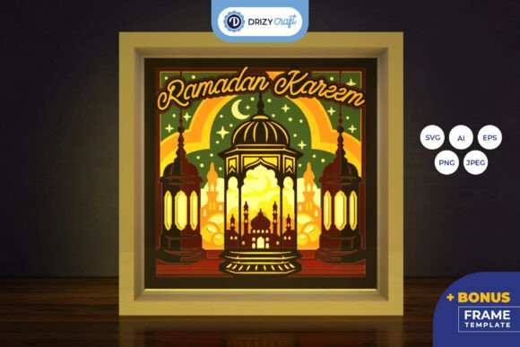 Golden Lanterns of Ramadan 3D SVG for Shadow Boxes