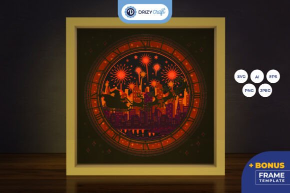 Into the New Year Light Box 3D SVG for Shadow Boxes