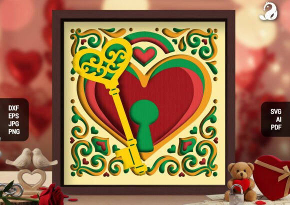 Key to My Heart 3D SVG for Shadow Boxes