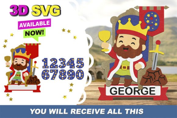 King Cake Topper 3D SVG for Festive Birthdays
