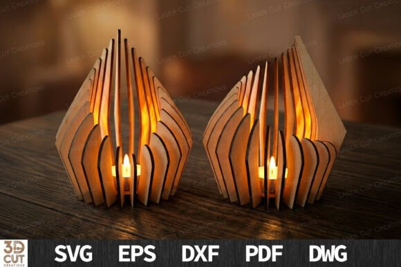 Modern Slotted Lantern 3D SVG for Laser Cutting & Home Decor