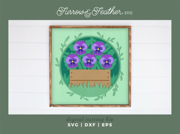 Purple Pansies Shadowbox: A 3D SVG Spring Asset