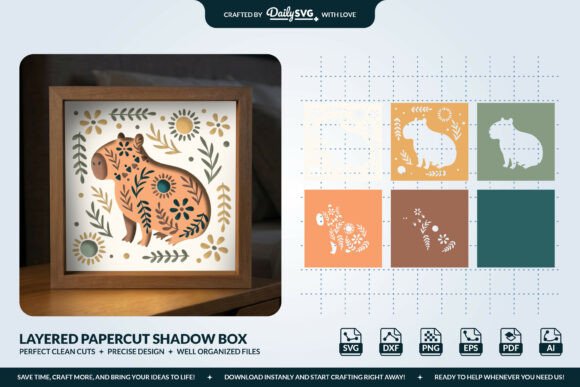 Review: 3D SVG Capybara Folk Art Shadow Boxes