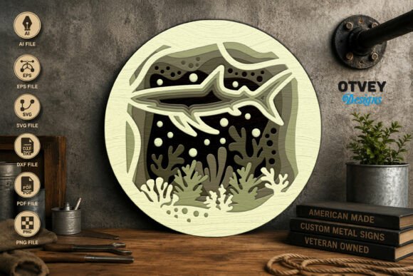 Shark Mandala for Laser Cutting Wall Decor