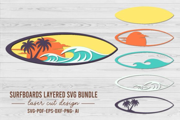 Summer Surfboards SVG: Laser Cutting & Branding