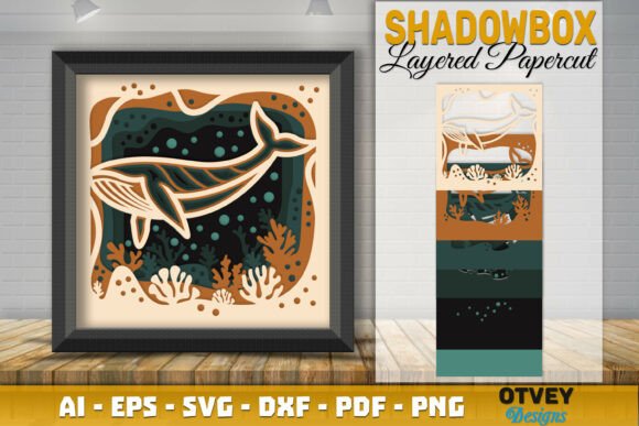 Whale 3D SVG for Shadow Boxes & Web