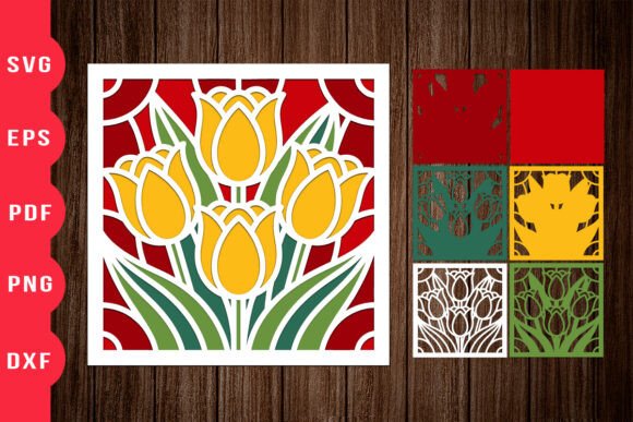 Yellow Tulip 3D SVG for Shadow Boxes & Decor